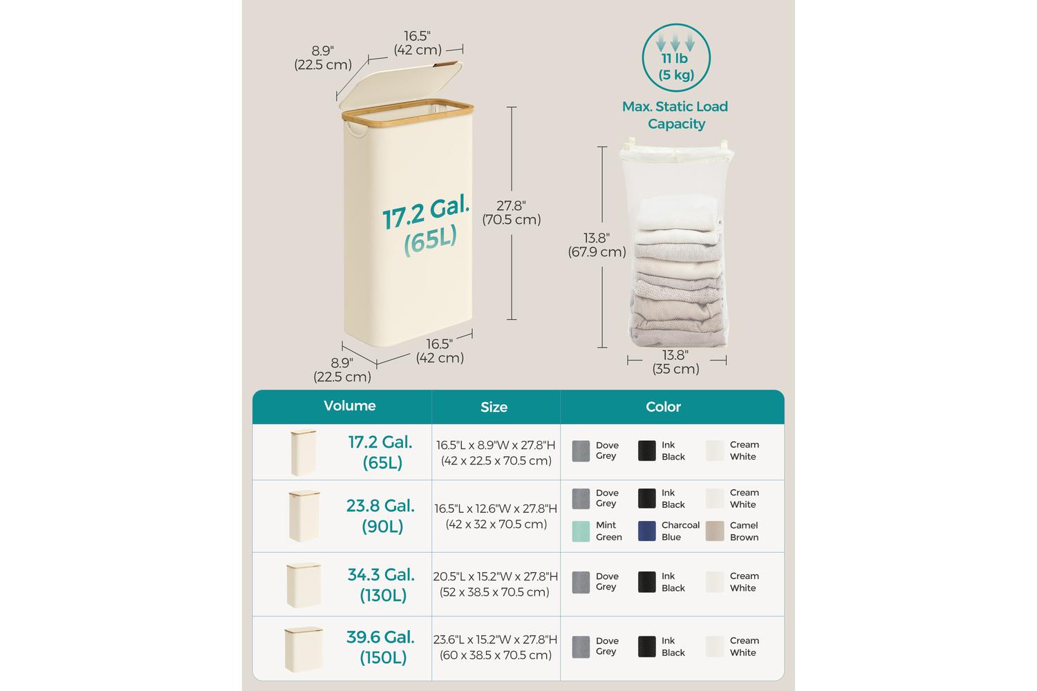 Songmics Laundry Hamper | Laundry Basket | Oxford Fabric | 65l-6