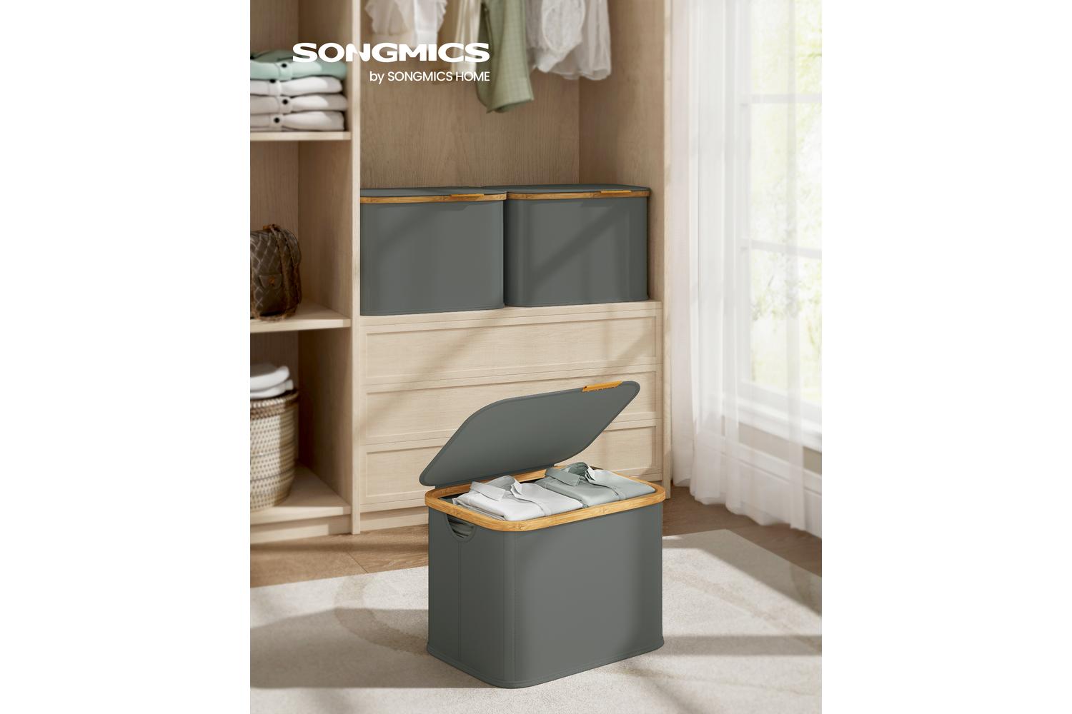 Songmics Laundry Hamper | Laundry Basket | Bamboo Frame | 40 Litre-2