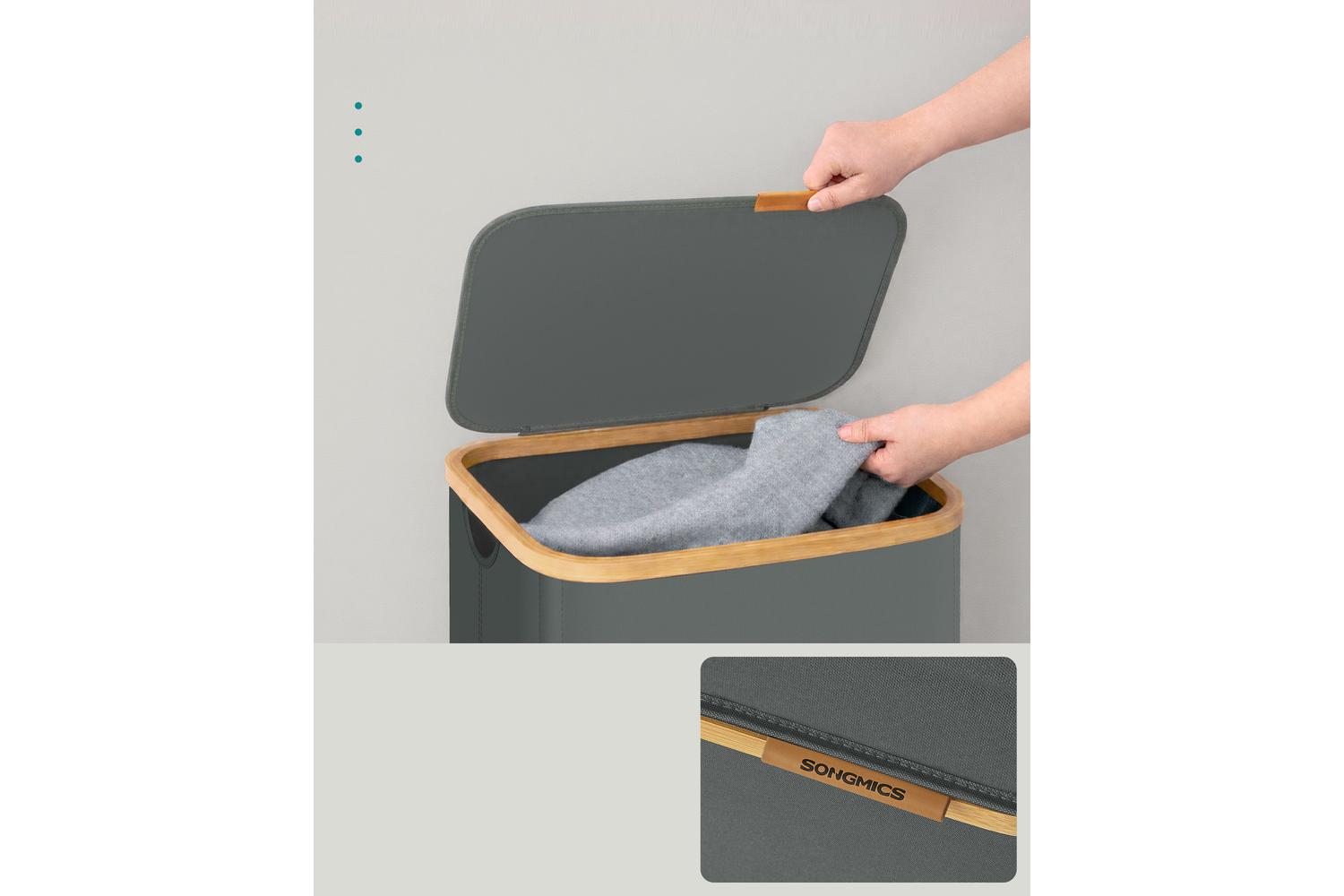 Songmics Laundry Hamper | Laundry Basket | Bamboo Frame | 40 Litre-4