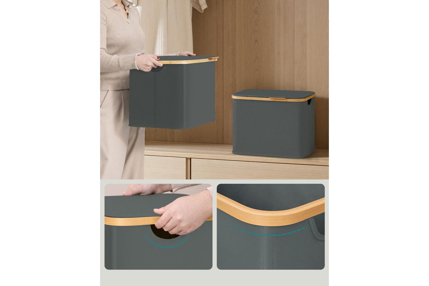 Songmics Laundry Hamper | Laundry Basket | Bamboo Frame | 40 Litre-5