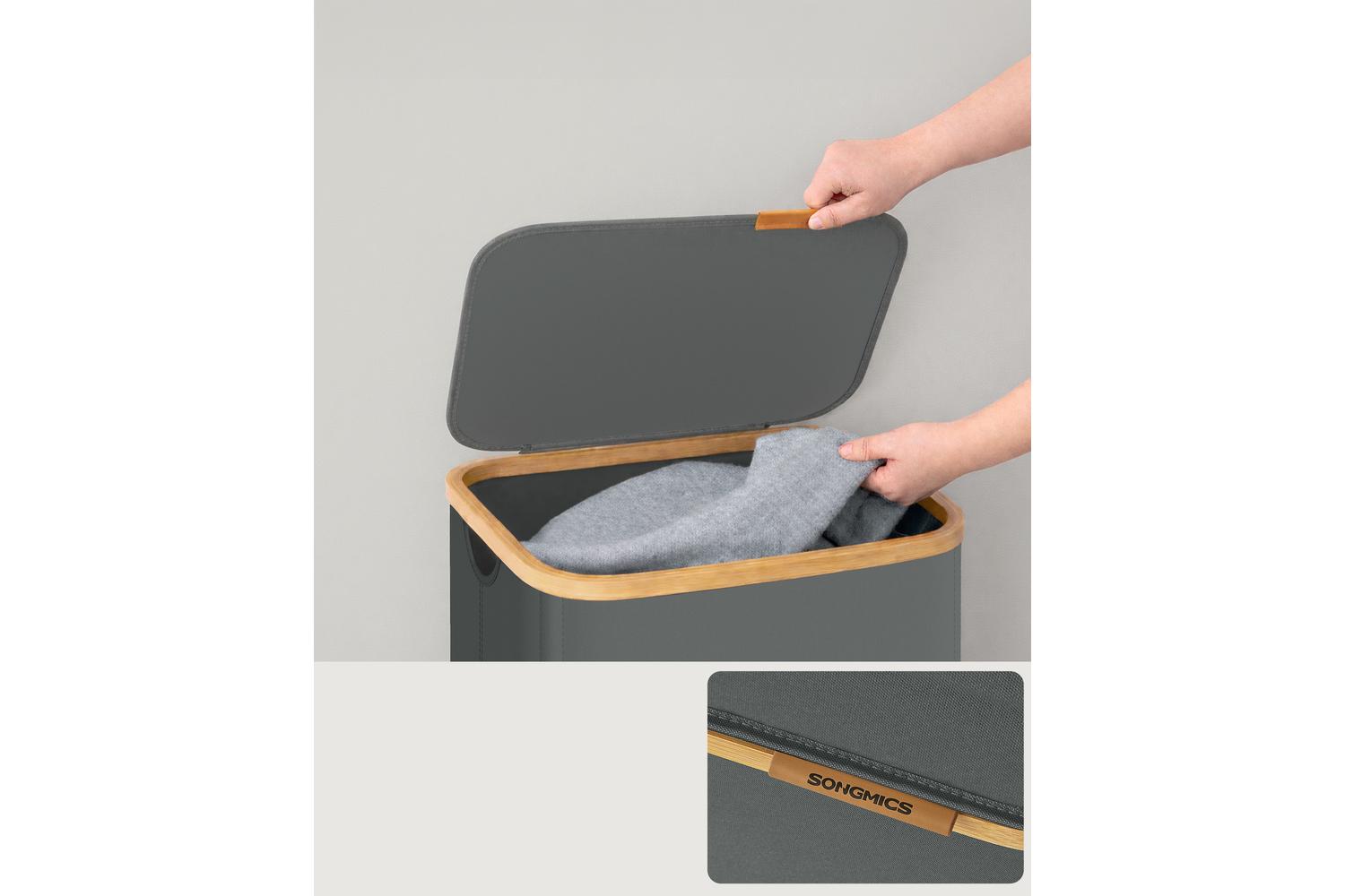 Songmics Laundry Hamper | Laundry Basket | Bamboo Frame | 100 Litre-3