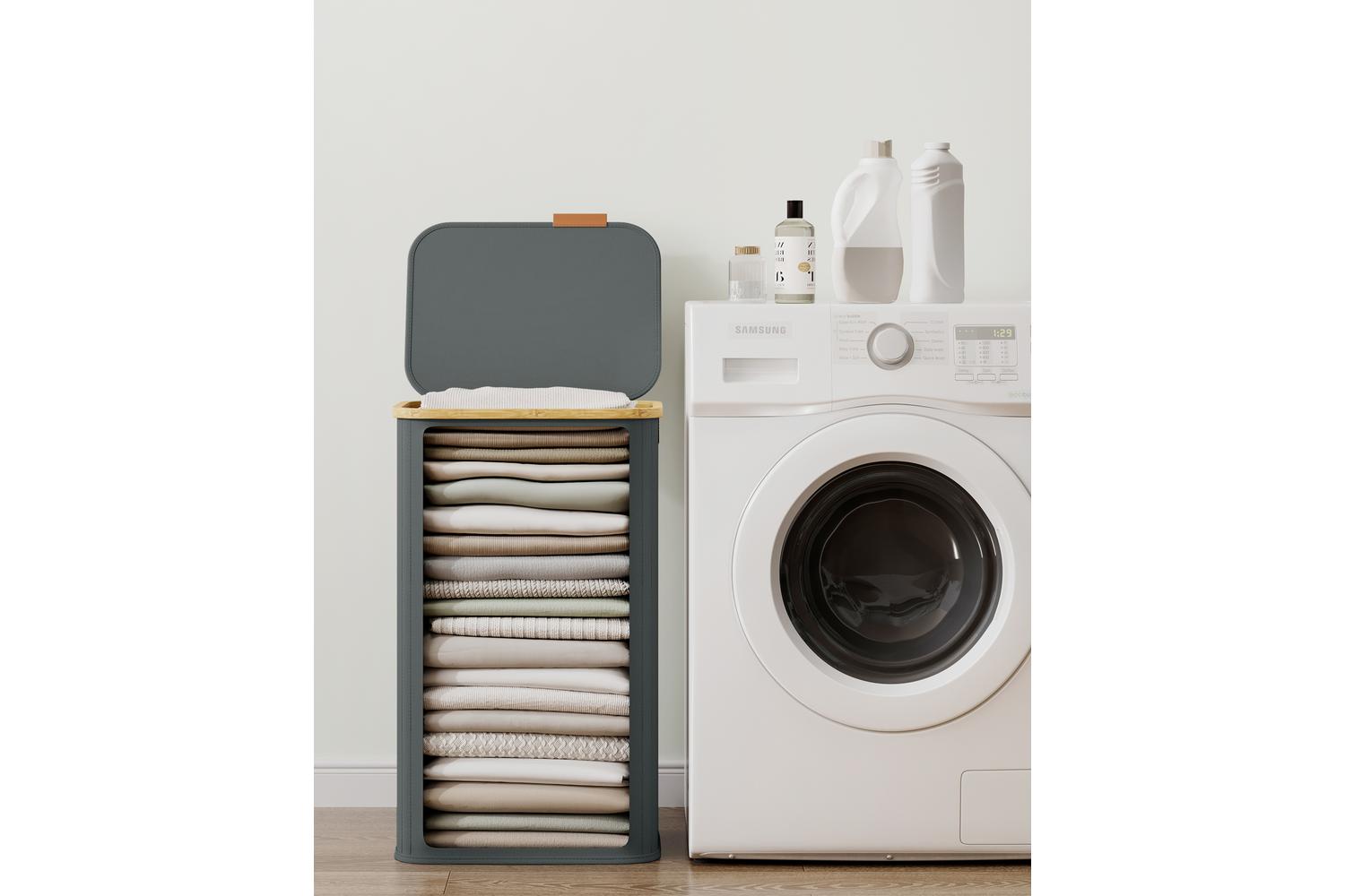 Songmics Laundry Hamper | Laundry Basket | Bamboo Frame | 100 Litre-4