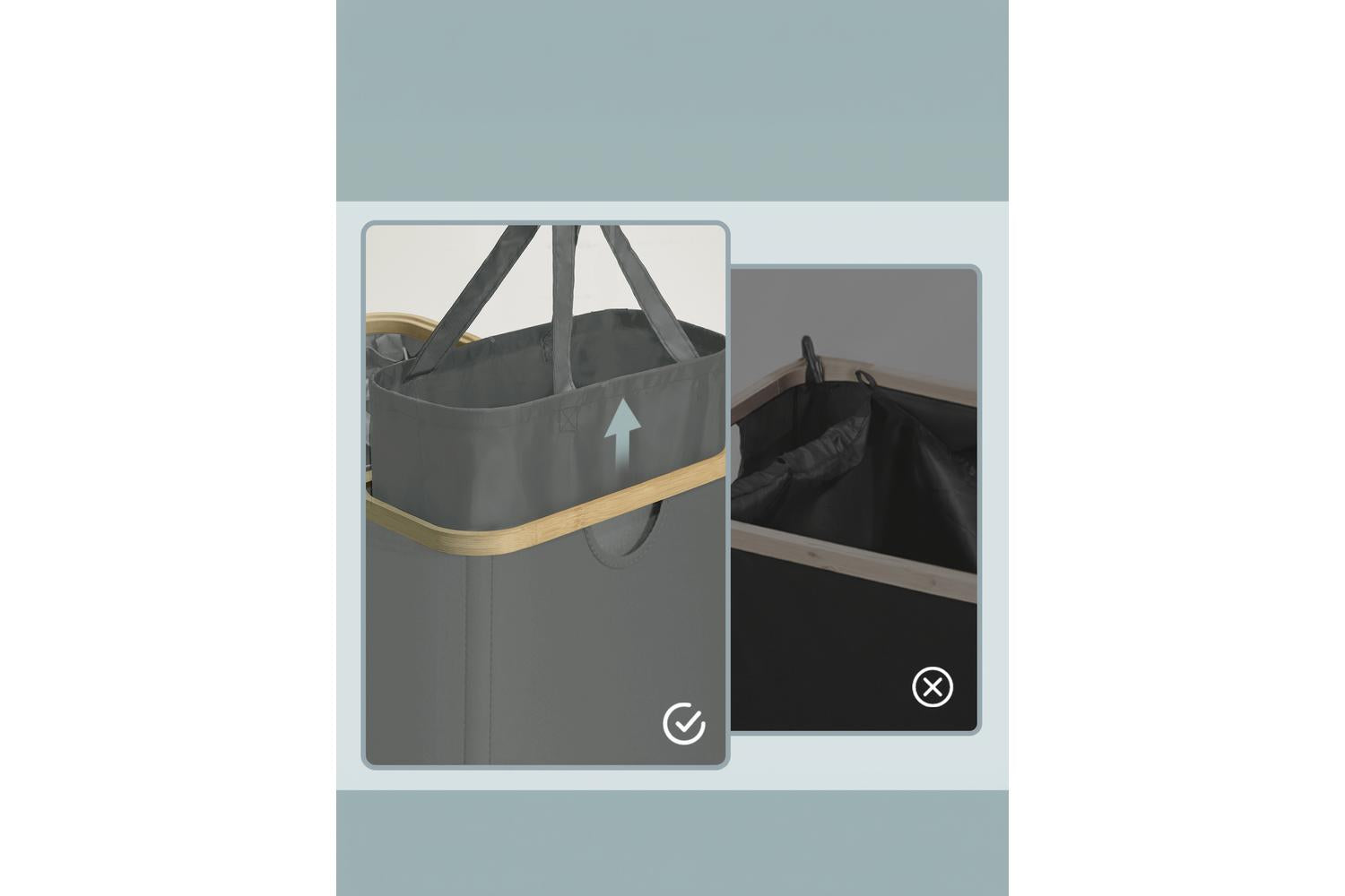 Songmics Laundry Hamper | Laundry Basket | Bamboo Frame | 100 Litre-7