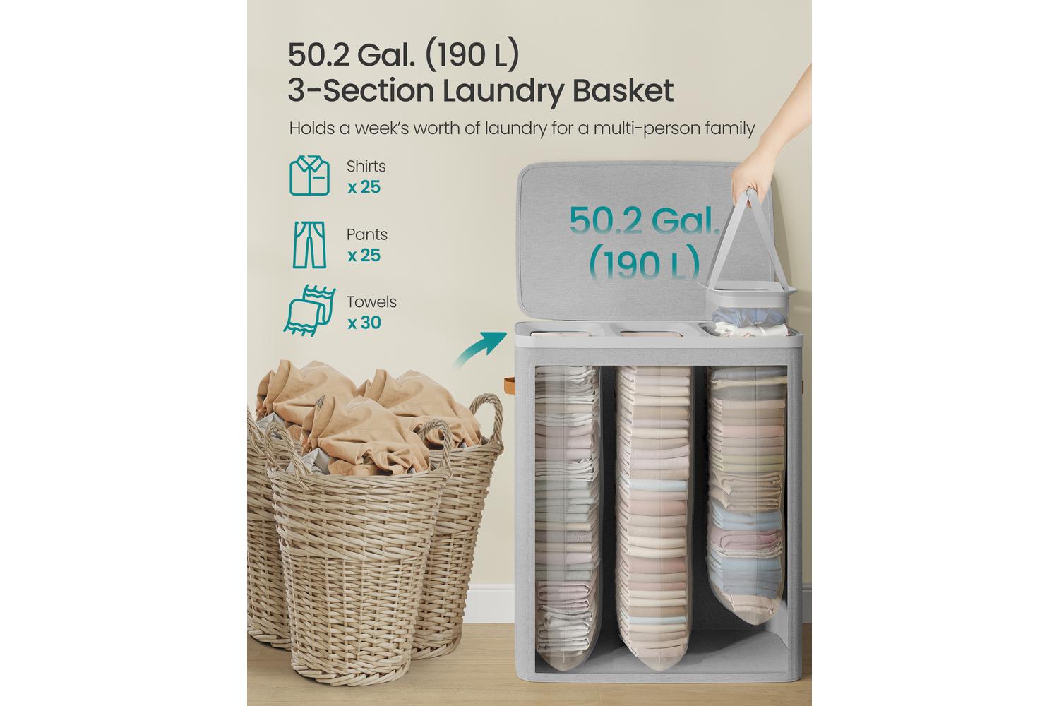 Songmics Laundry Basket | Laundry Hamper | Polyester Fabric | 190 Litre-4