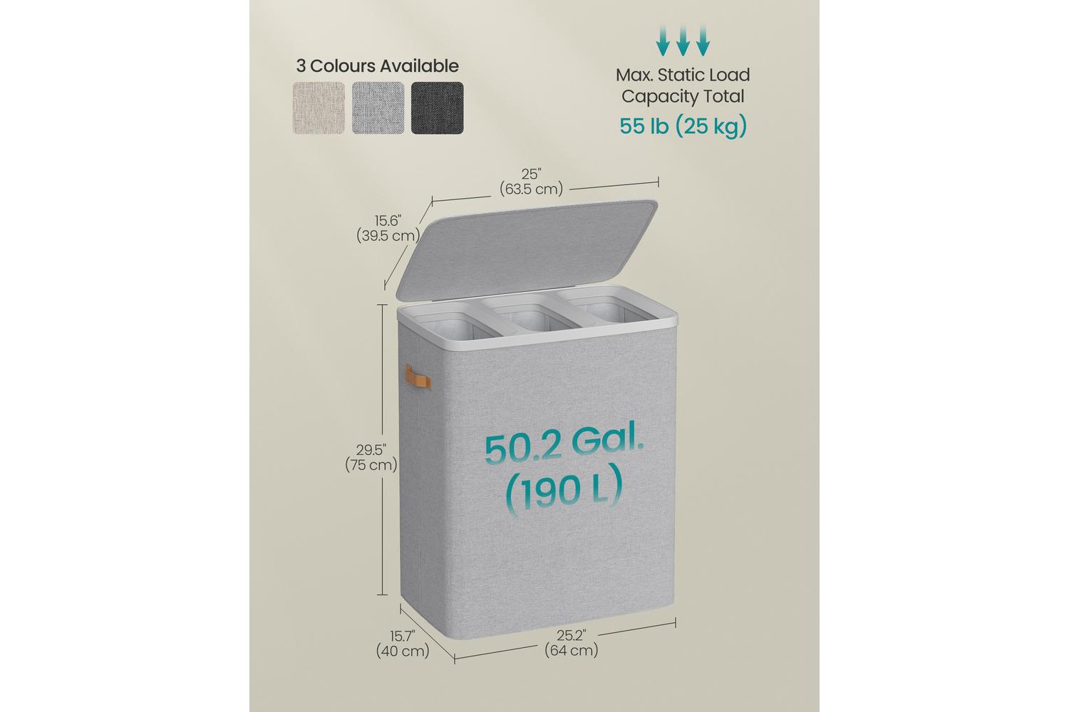 Songmics Laundry Basket | Laundry Hamper | Polyester Fabric | 190 Litre-6