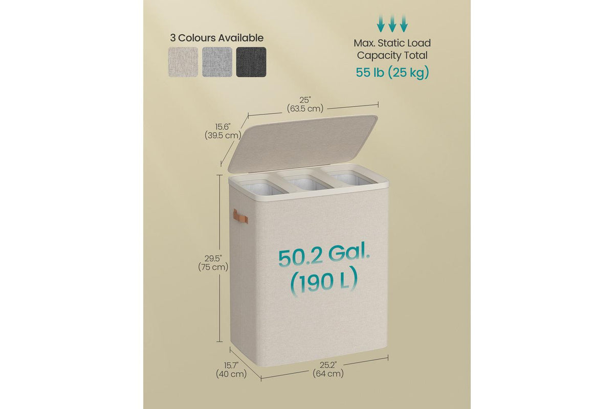 Songmics Laundry Basket | Laundry Hamper | Polyester Fabric | 190 Litre-6