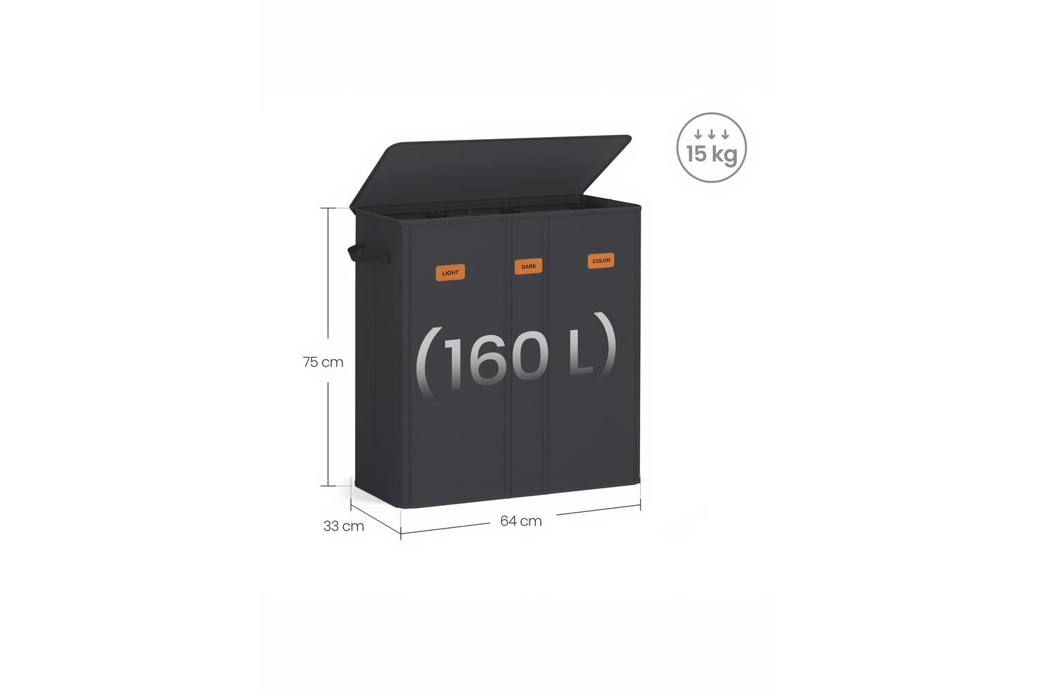 Songmics Laundry Hamper | Laundry Basket | Oxford Fabric | 3 Compartments-2