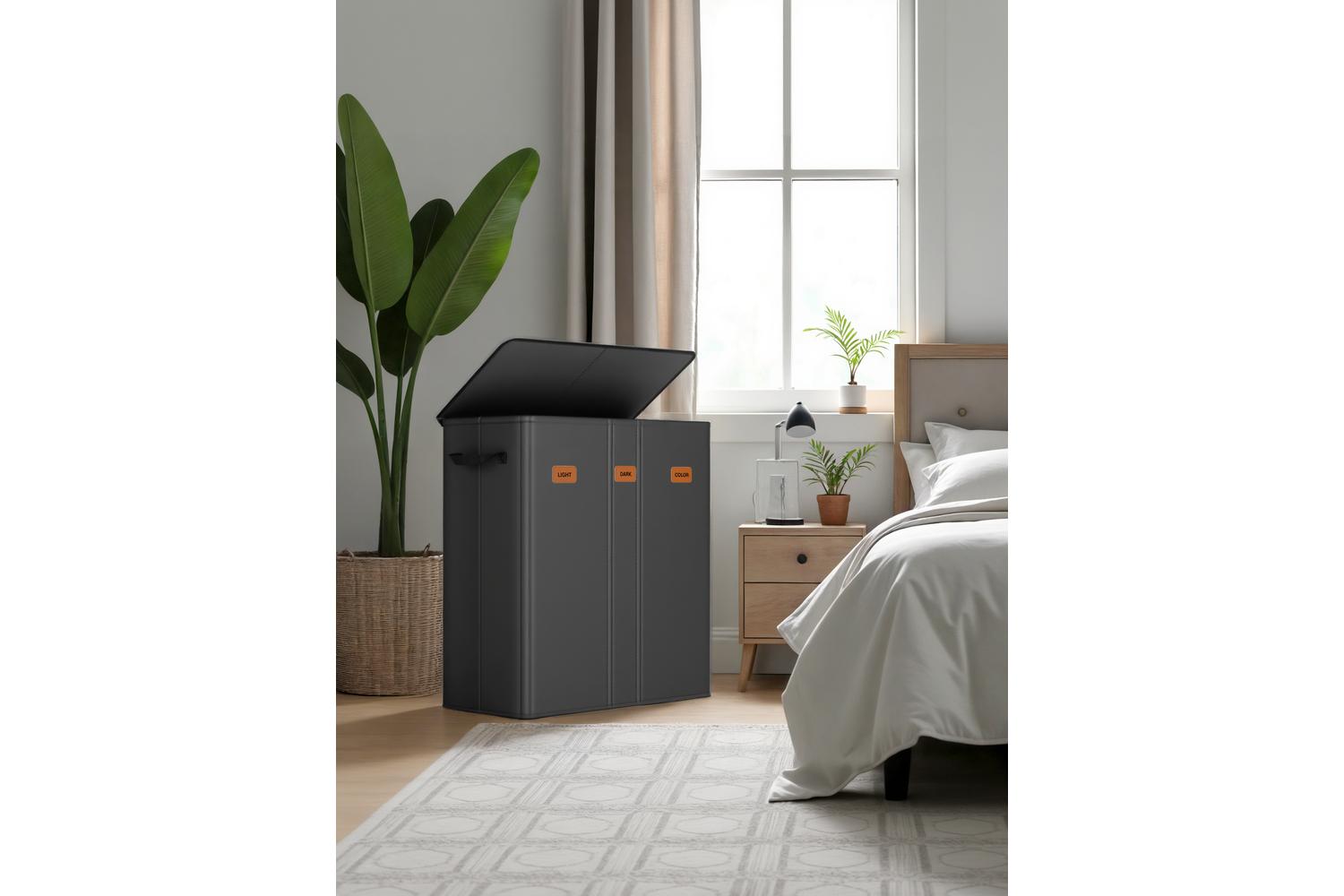 Songmics Laundry Hamper | Laundry Basket | Oxford Fabric | 3 Compartments-3