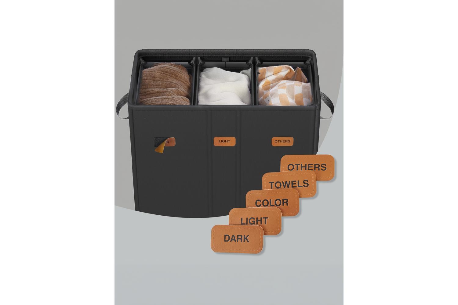 Songmics Laundry Hamper | Laundry Basket | Oxford Fabric | 3 Compartments-6