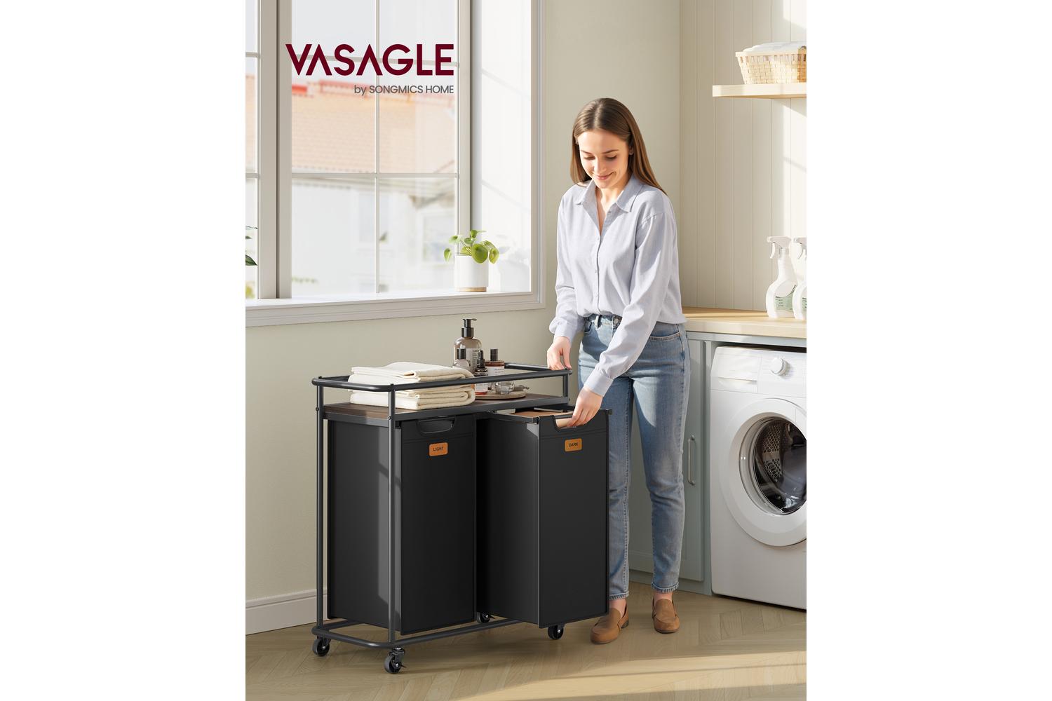Vasagle Laundry Basket | Laundry Sorter | Steel & Oxford Fabric | 100 Litre-2
