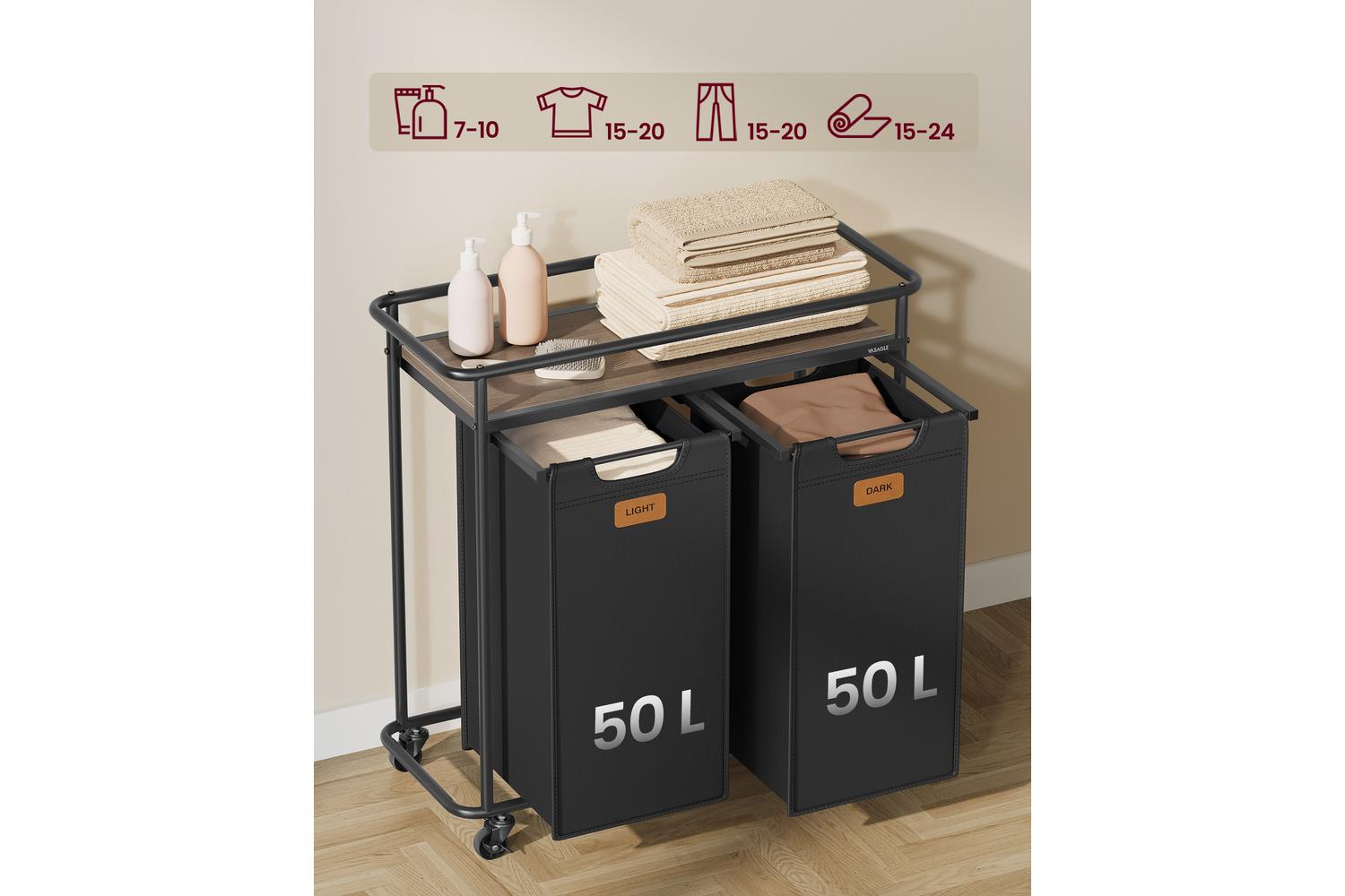 Vasagle Laundry Basket | Laundry Sorter | Steel & Oxford Fabric | 100 Litre-3