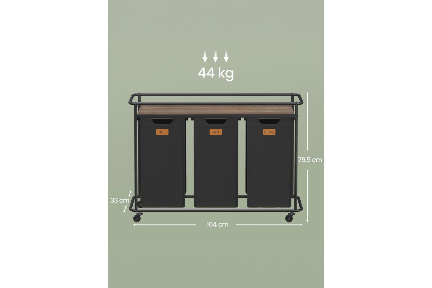 Vasagle Laundry Basket | Laundry Sorter | Steel & Oxford Fabric | 150 Litre-3