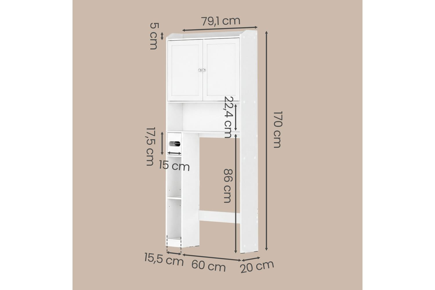 Vasagle Over The Toilet Storage | Bathroom Shelf | Particleboard Mdf-3