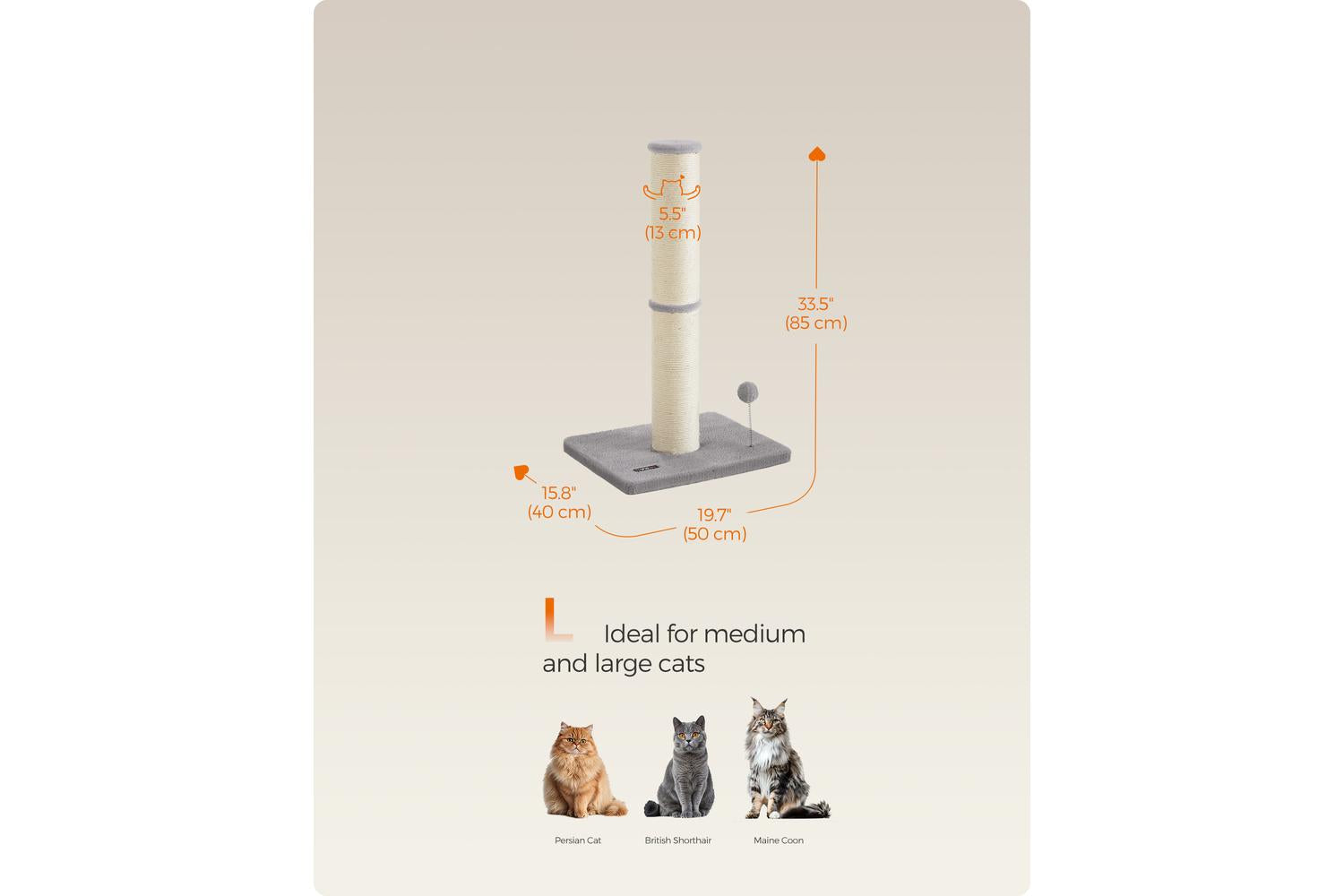 Feandrea Cat Scratching Post | Cat Tree | Sisal | 85 Cm-6