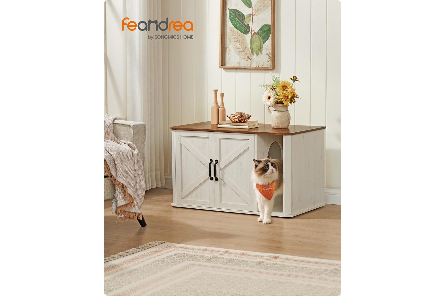 Feandrea Cat Litter Box Enclosure | Cat House | Particleboard-2