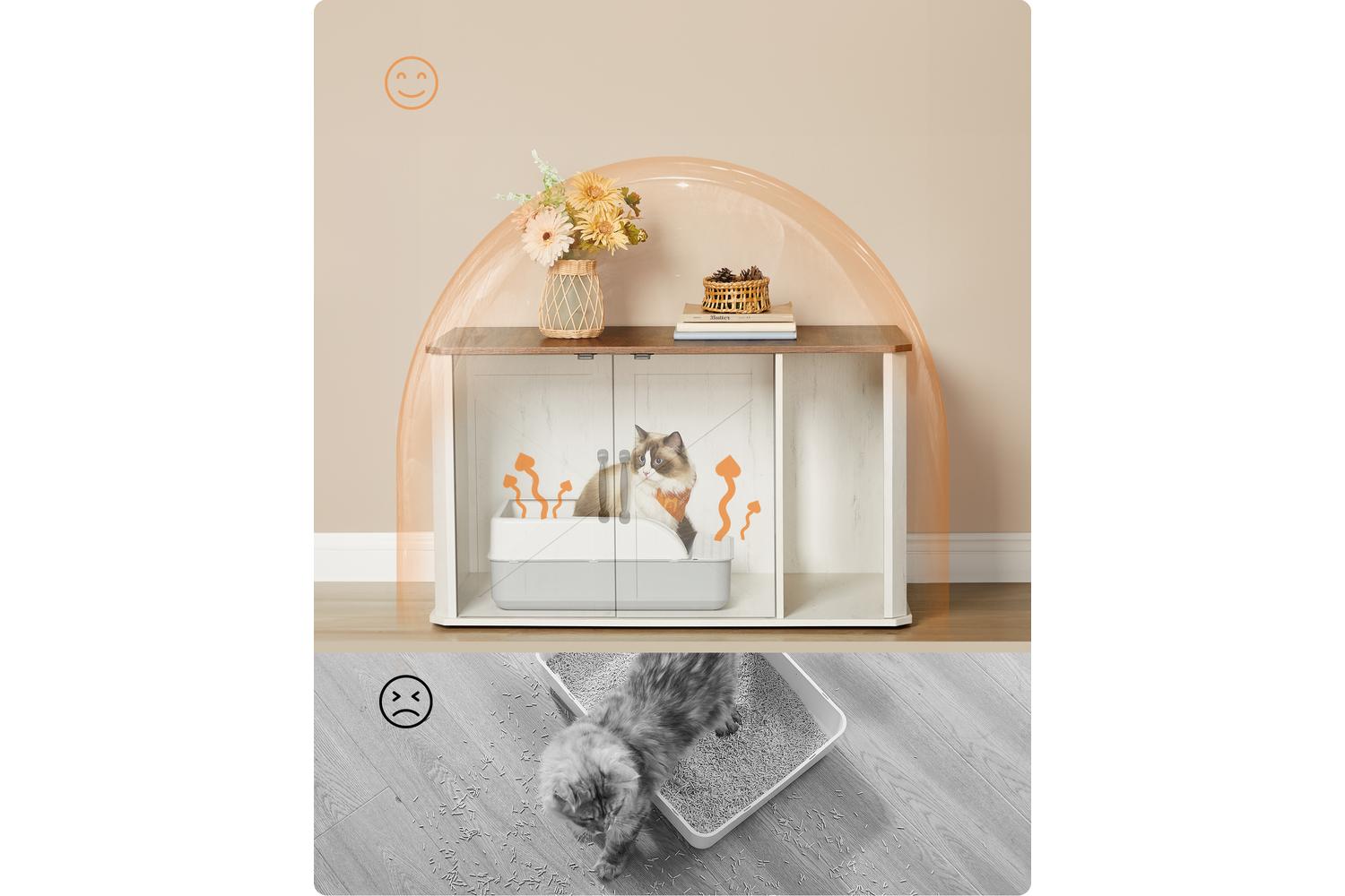 Feandrea Cat Litter Box Enclosure | Cat House | Particleboard-6