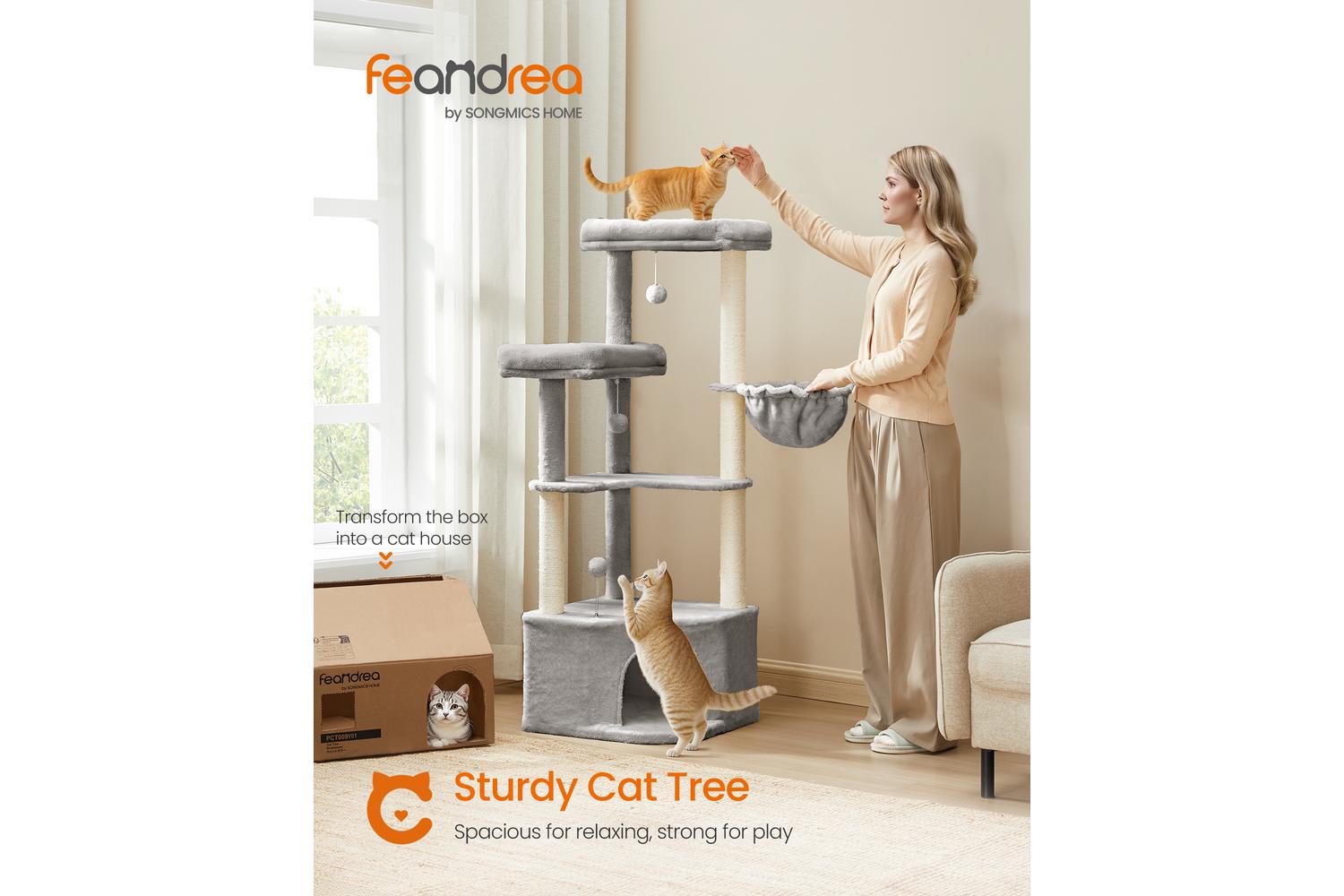 Feandrea Cat Tree | Cat Tree | Particleboard Plush Sisal | 140.7 Cm-2