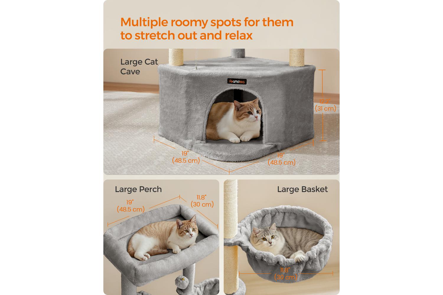 Feandrea Cat Tree | Cat Tree | Particleboard Plush Sisal | 140.7 Cm-3