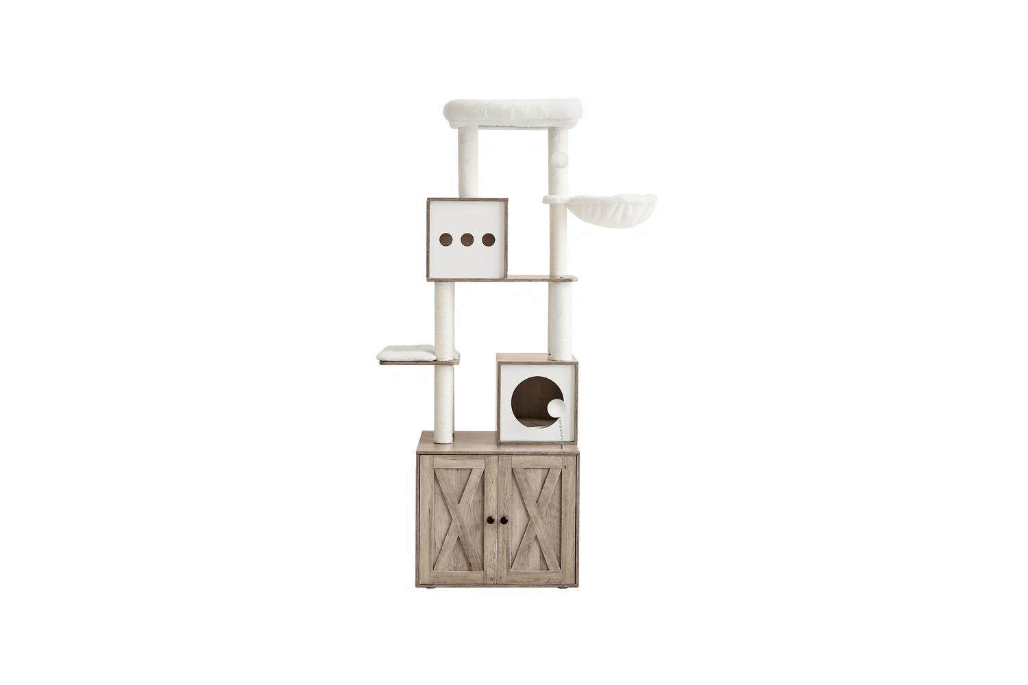 Feandrea Cat Tree | Cat Tree And Litter Box Cabinet | Particleboard And Plush