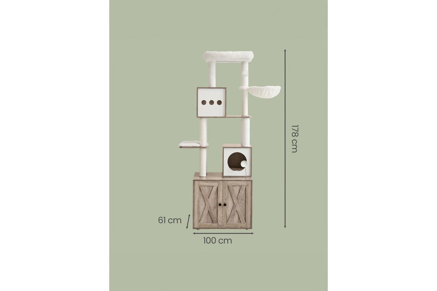 Feandrea Cat Tree | Cat Tree And Litter Box Cabinet | Particleboard And Plush-3