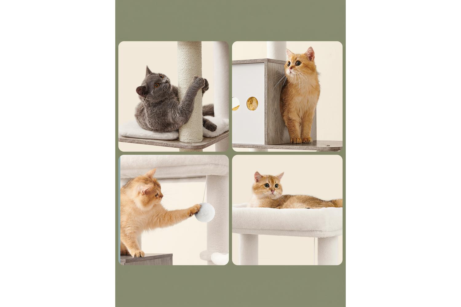 Feandrea Cat Tree | Cat Tree And Litter Box Cabinet | Particleboard And Plush-6