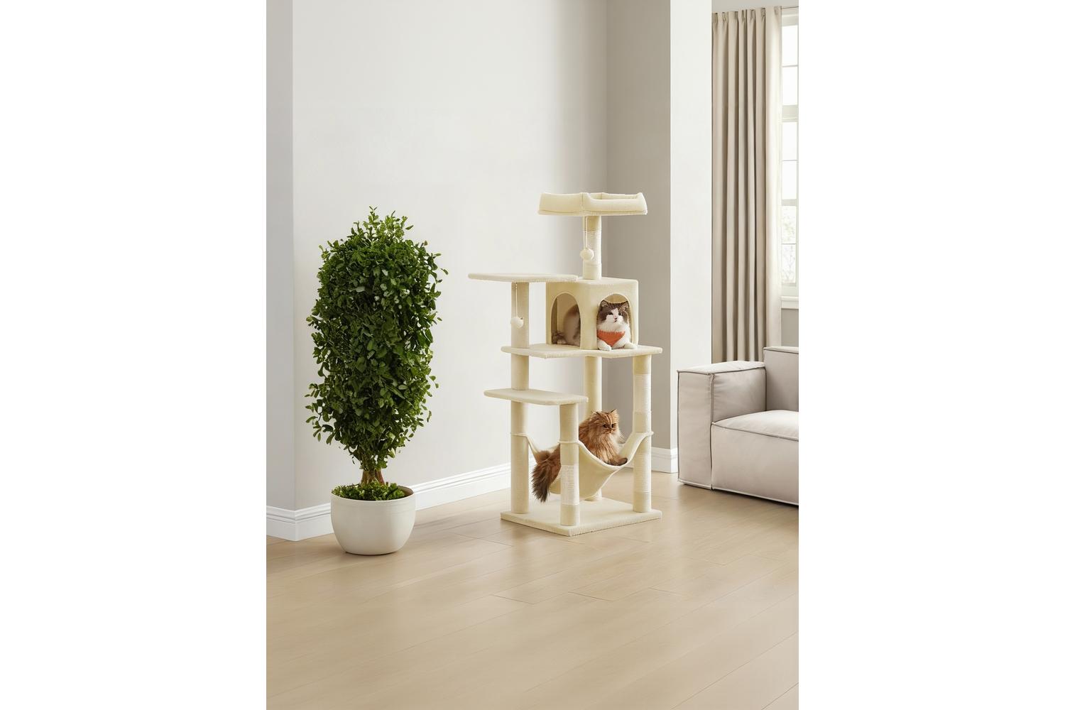 Feandrea Cat Tree | Cat Play Tower | Plush & Sisal | 137.7 Cm-4