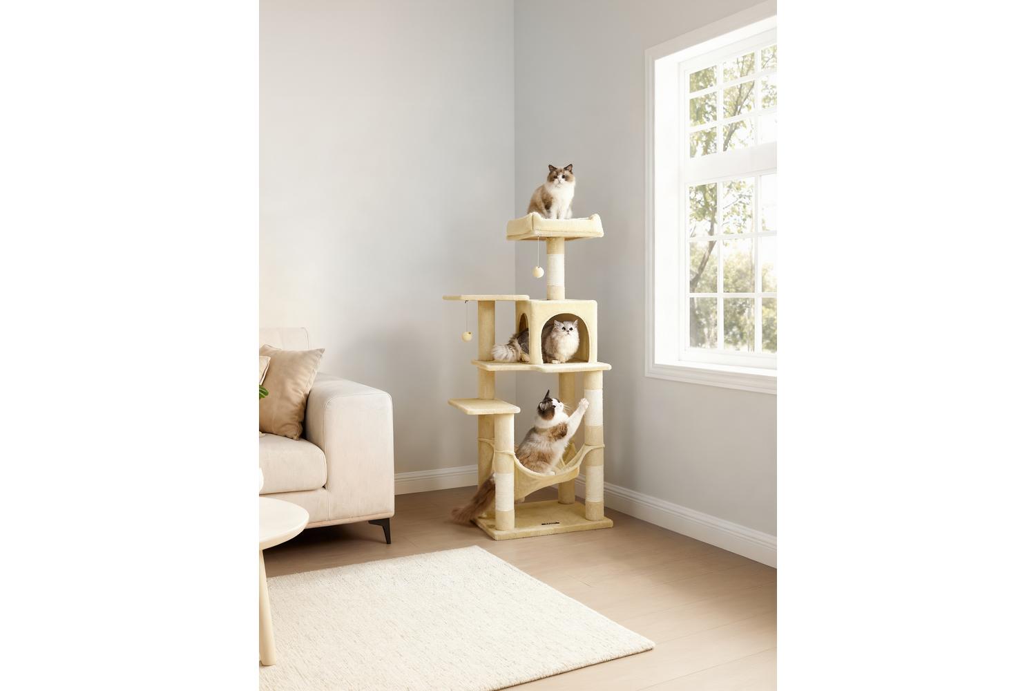 Feandrea Cat Tree | Cat Play Tower | Plush & Sisal | 137.7 Cm-5