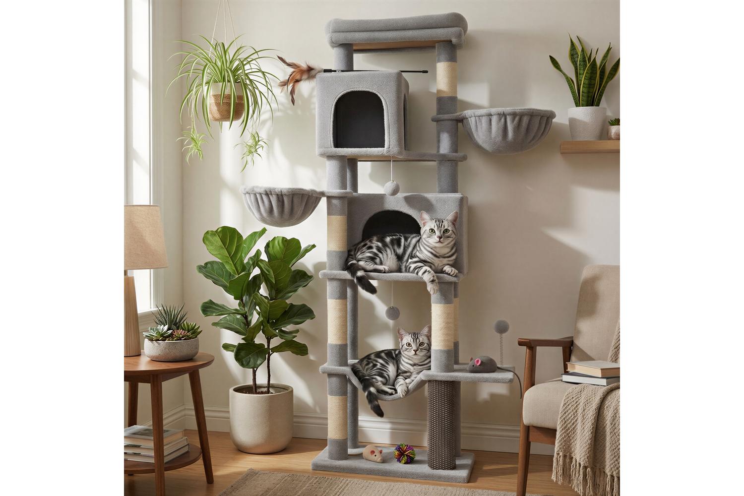 Feandrea Cat Tree | Cat Tree | Plush & Sisal | 174 Cm-5