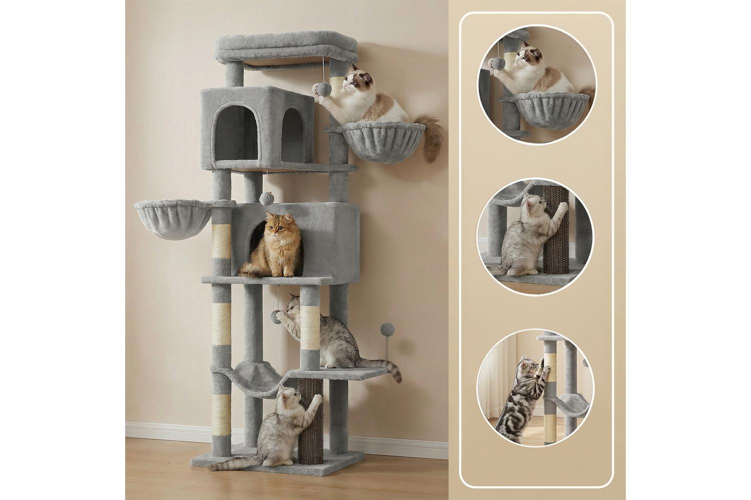 Feandrea Cat Tree | Cat Tree | Plush & Sisal | 174 Cm-6