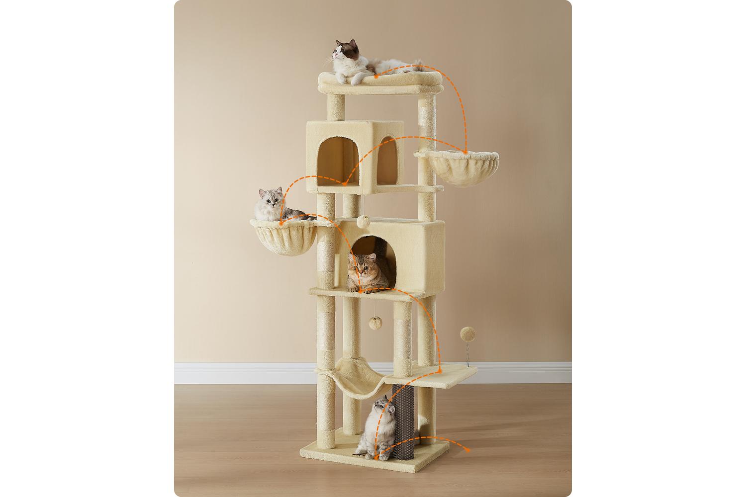 Feandrea Cat Tree | Cat Tree | Particleboard Plush Sisal | 174 Cm-3