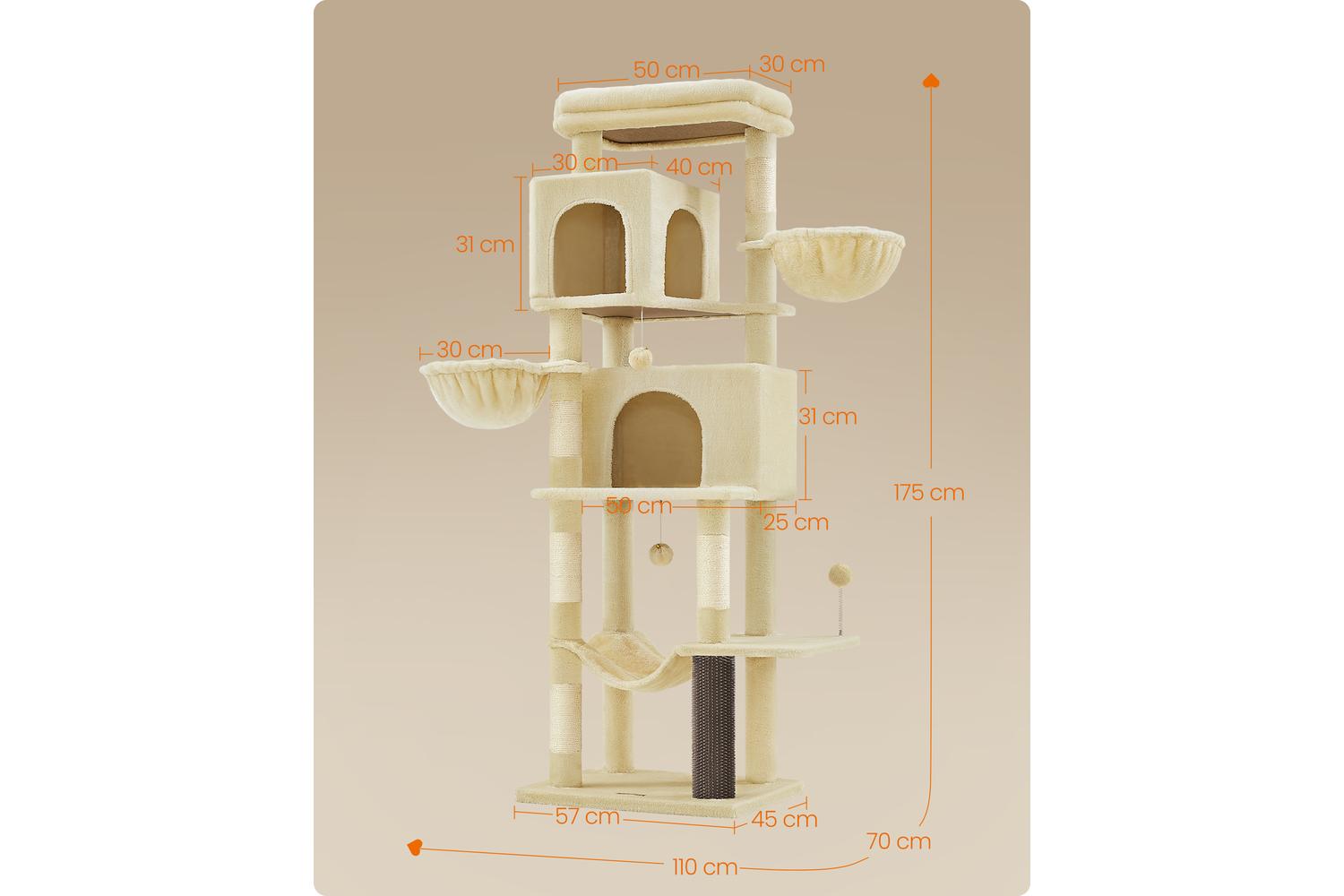 Feandrea Cat Tree | Cat Tree | Particleboard Plush Sisal | 174 Cm-6