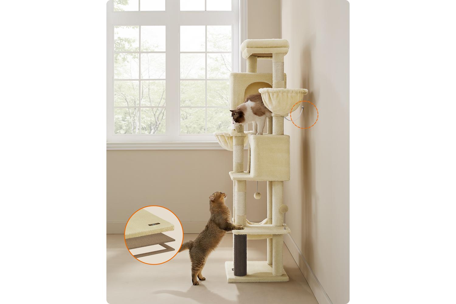 Feandrea Cat Tree | Cat Tree | Particleboard Plush Sisal | 174 Cm-7