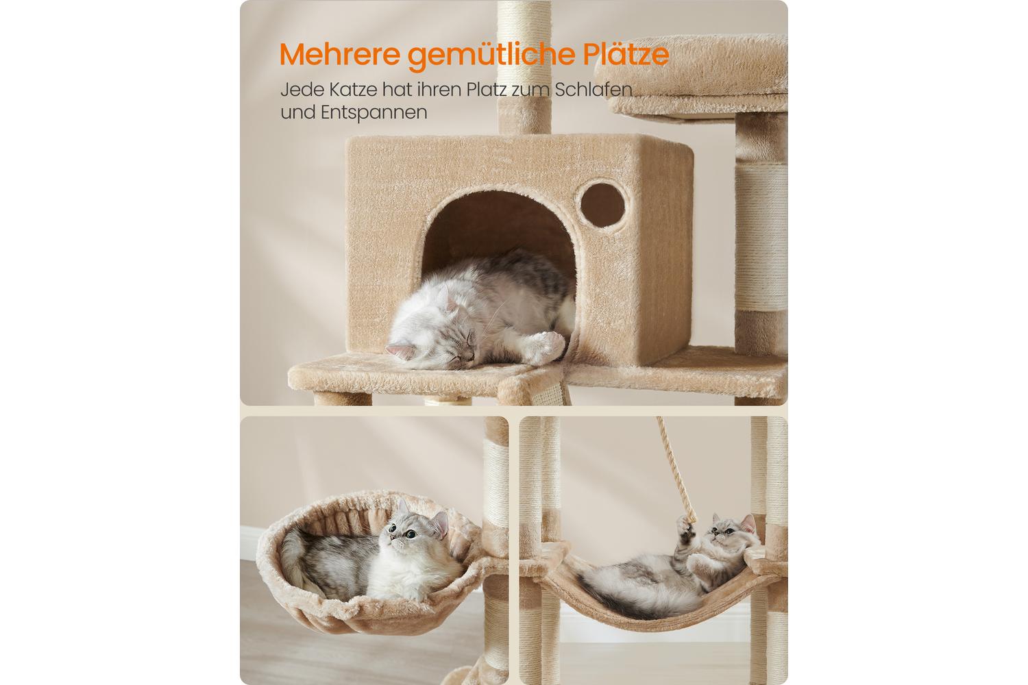 Feandrea Cat Tree | Cat Tree | Particleboard Plush Sisal | 203.5 Cm-3