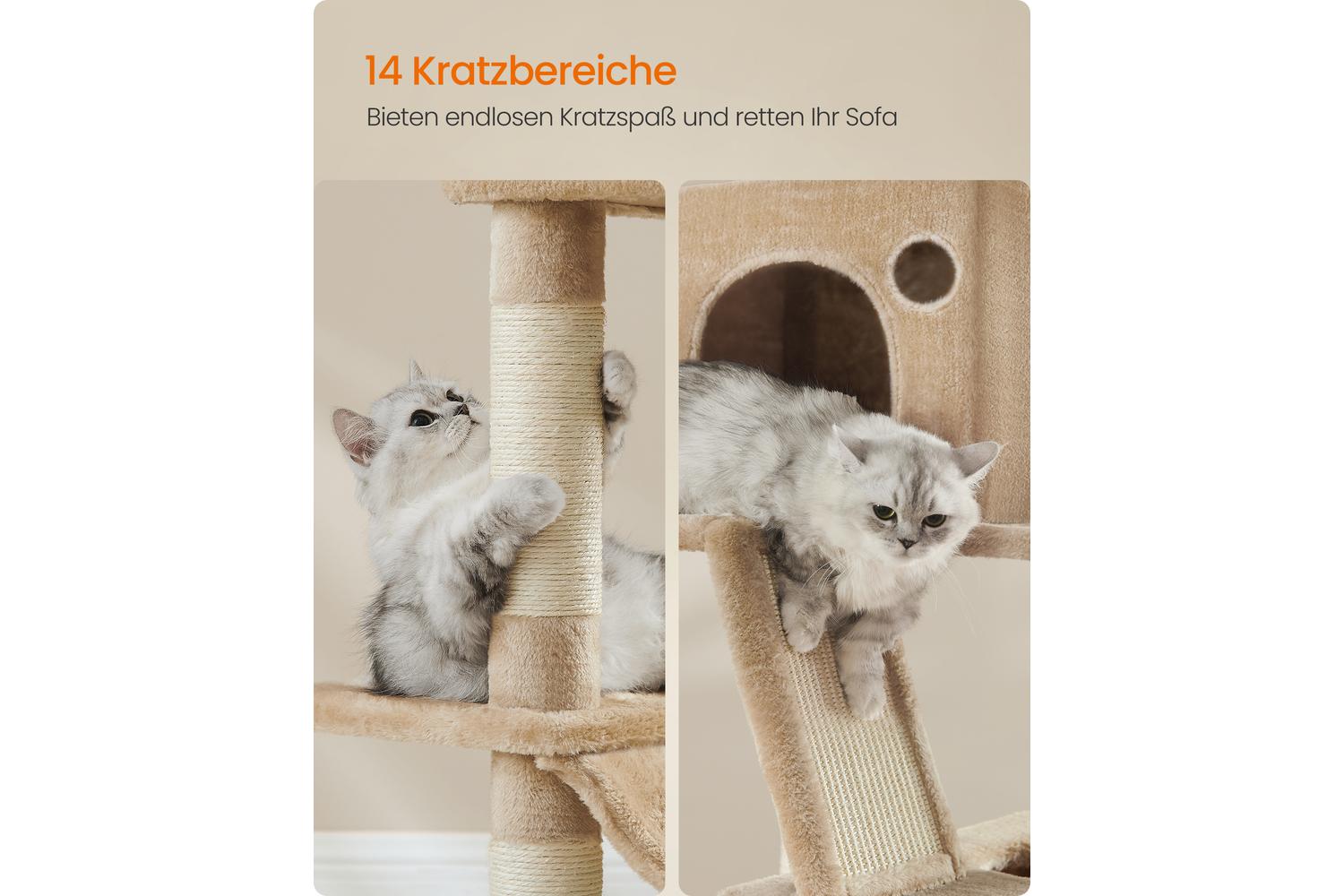 Feandrea Cat Tree | Cat Tree | Particleboard Plush Sisal | 203.5 Cm-4