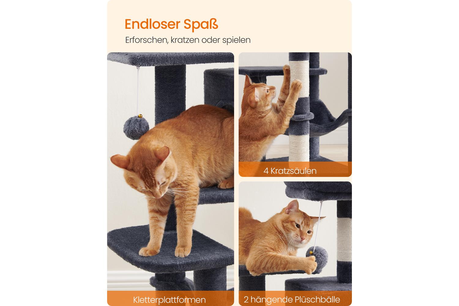 Feandrea Cat Tree | Cat Play Tower | Plush & Sisal | 112 Cm-7