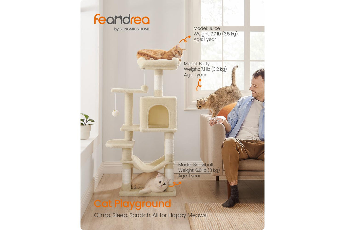 Feandrea Cat Tree | Cat Play Tower | Plush & Sisal | 112 Cm-2