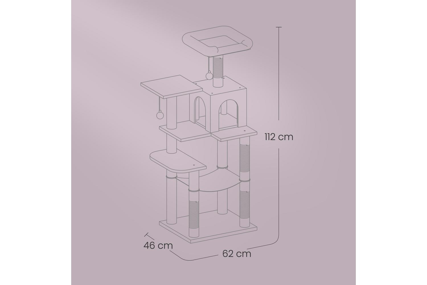 Feandrea Cat Tree | Cat Play Tower | Plush & Sisal | 112 Cm-5