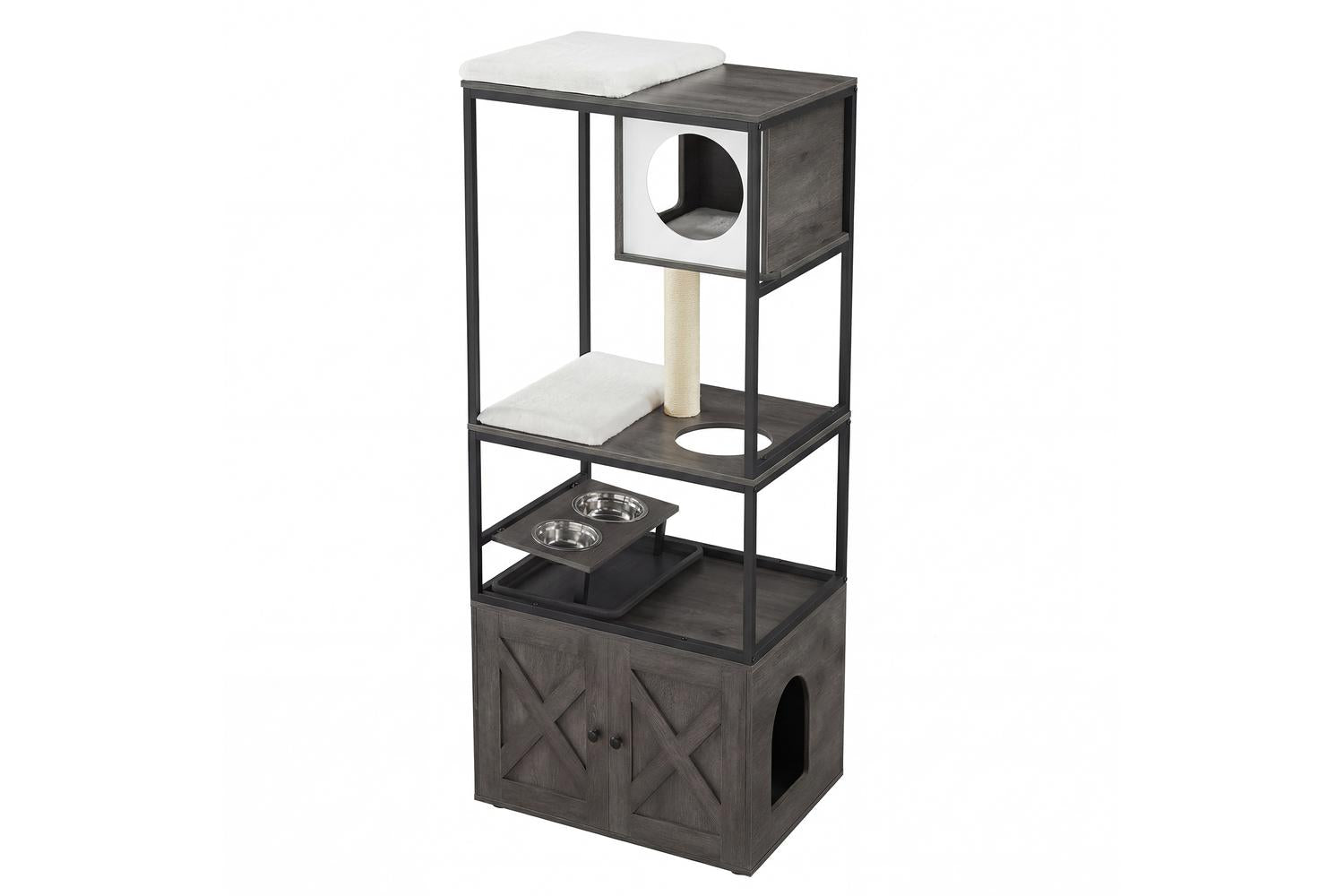 Feandrea Cat Tree | Cat Tree | Particleboard, Steel, Sisal, Plush | 57 X 50 X 146 Cm