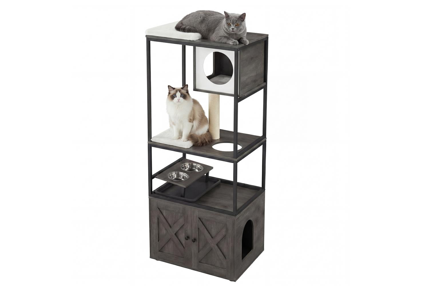 Feandrea Cat Tree | Cat Tree | Particleboard, Steel, Sisal, Plush | 57 X 50 X 146 Cm-2