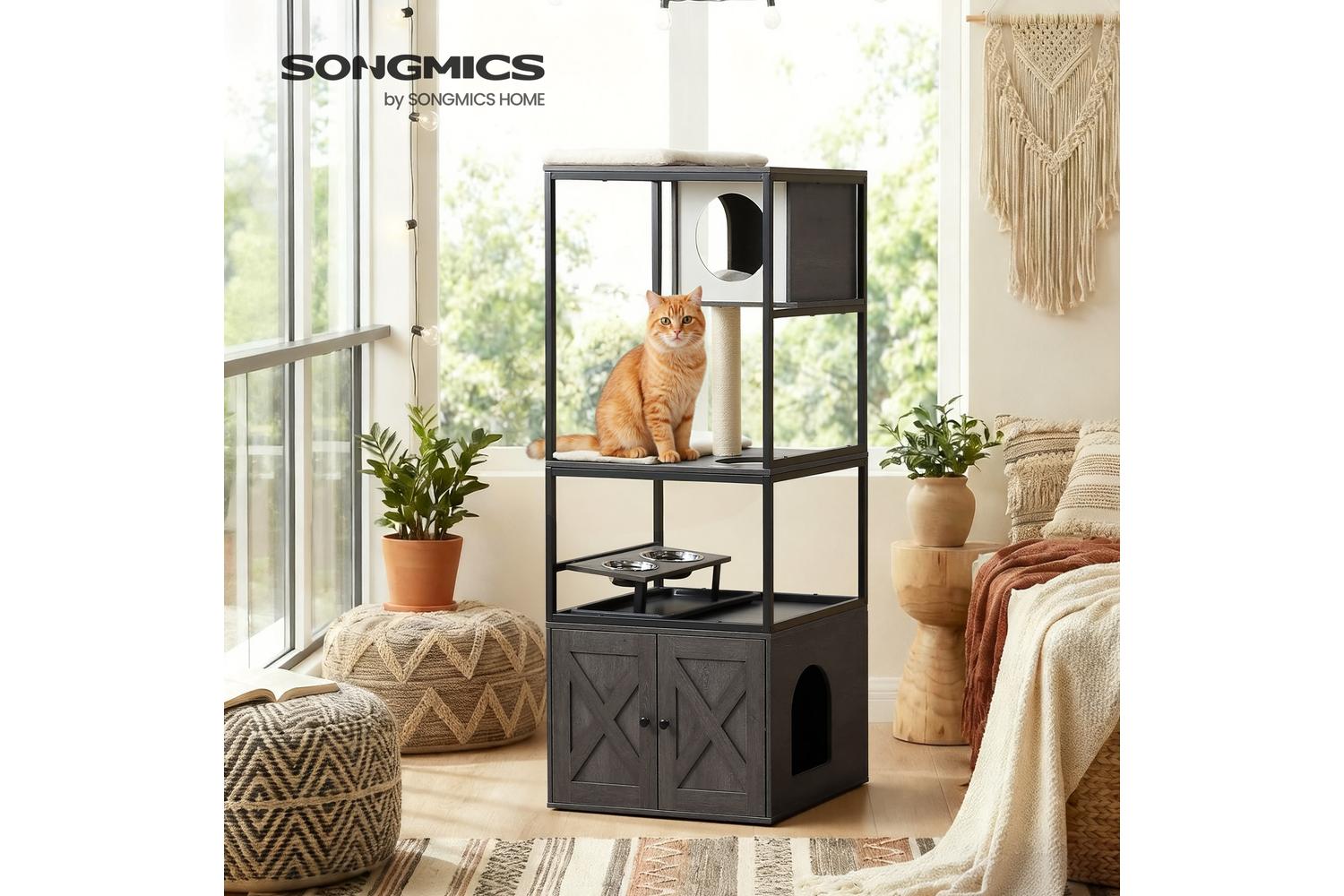 Feandrea Cat Tree | Cat Tree | Particleboard, Steel, Sisal, Plush | 57 X 50 X 146 Cm-4