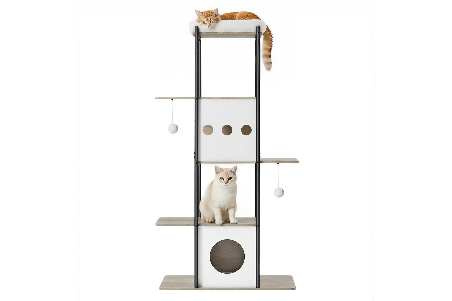 Feandrea Cat Tree | Cat Tree | Particleboard, Steel, Plush, Sisal | 80 X 40 X 153 Cm-2