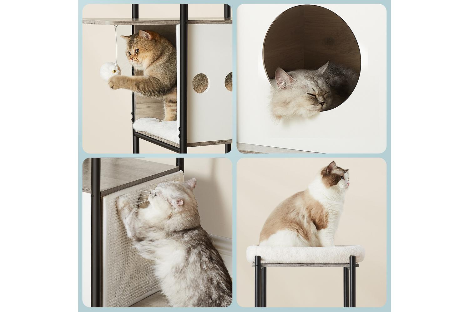 Feandrea Cat Tree | Cat Tree | Particleboard, Steel, Plush, Sisal | 80 X 40 X 153 Cm-6