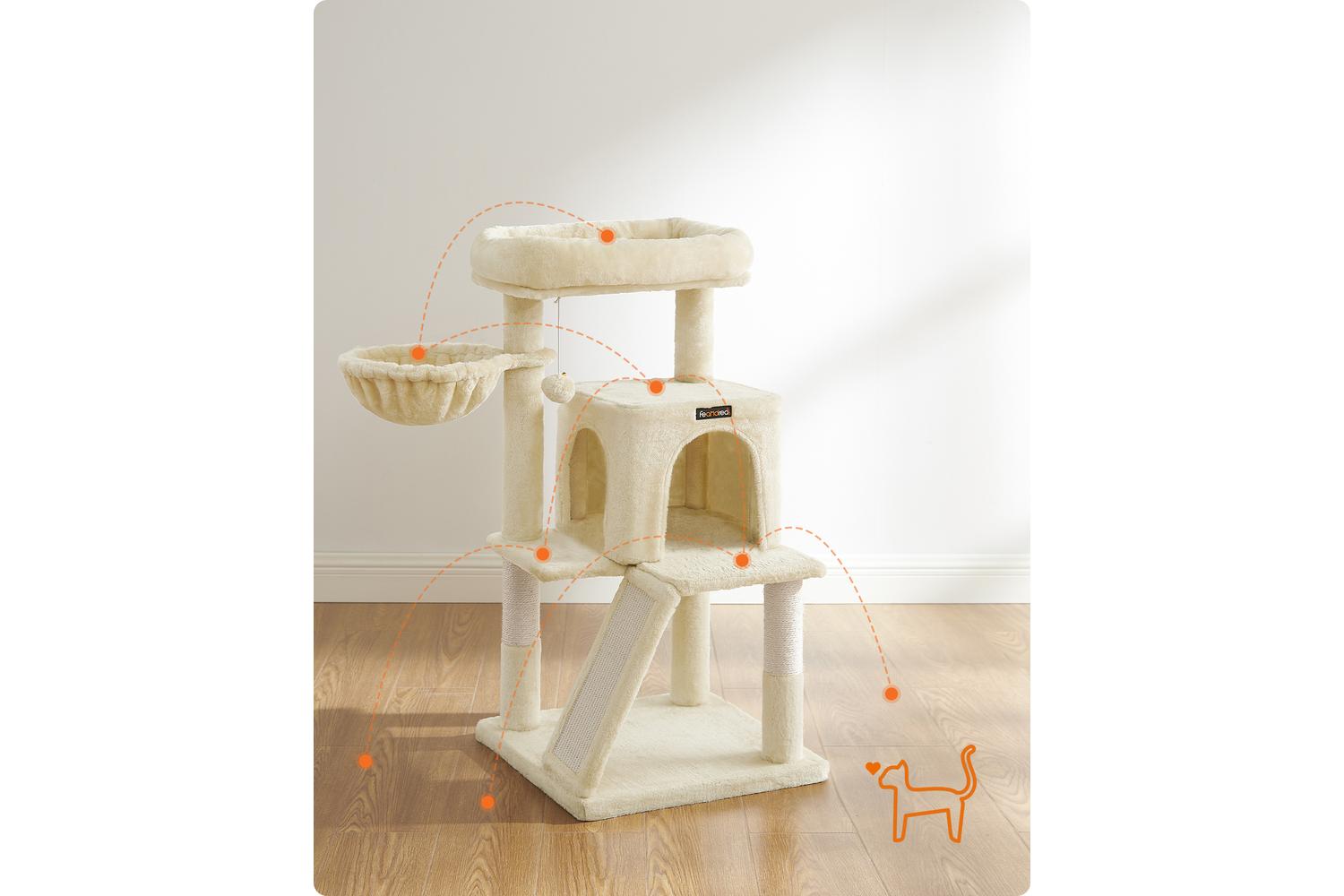 Feandrea Cat Tree | Cat Tree | Particleboard Plush Sisal | 94.8 Cm-3