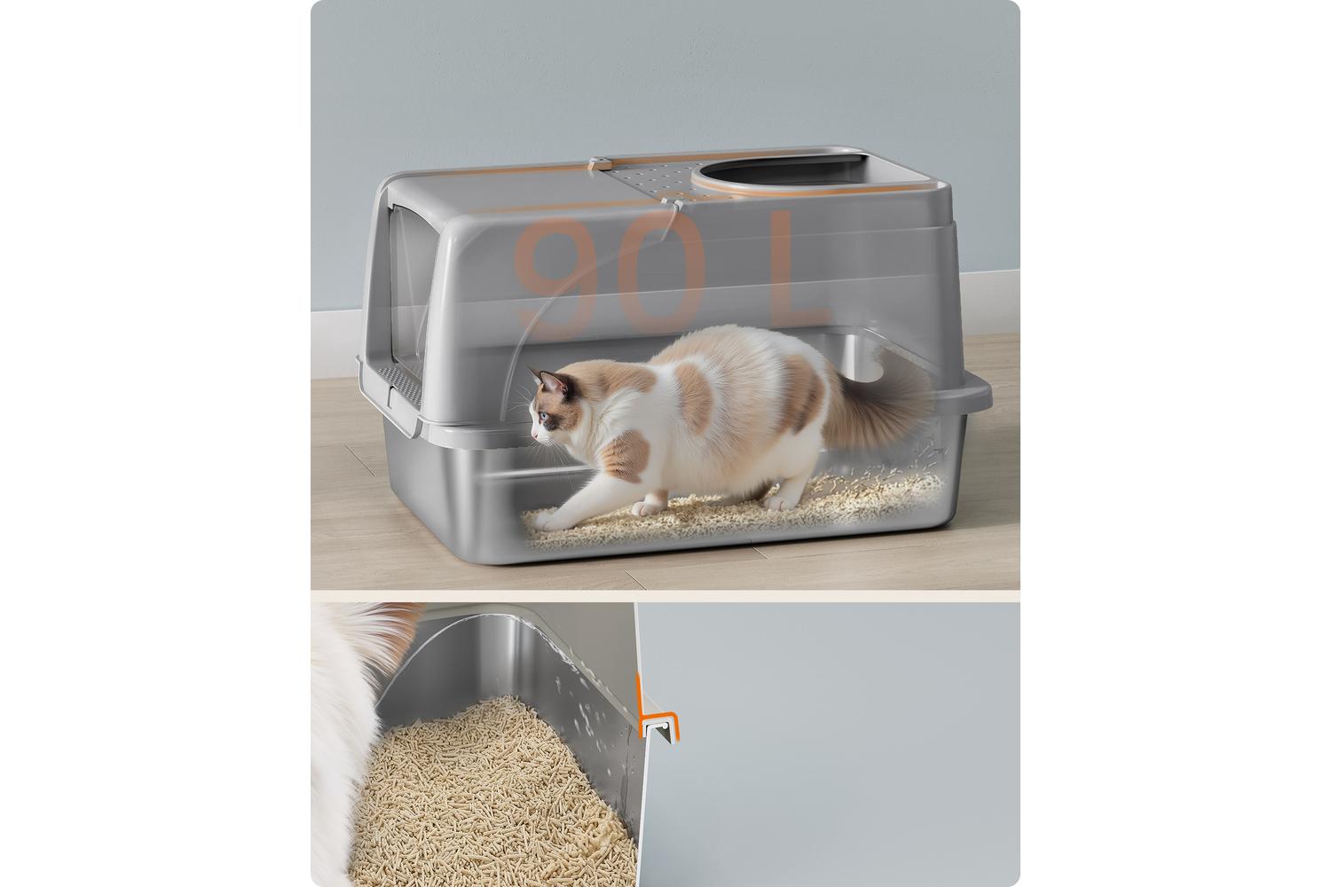 Feandrea Stainless Steel Cat Litter Box | Cat Litter Box | Stainless Steel | Extra Large-4