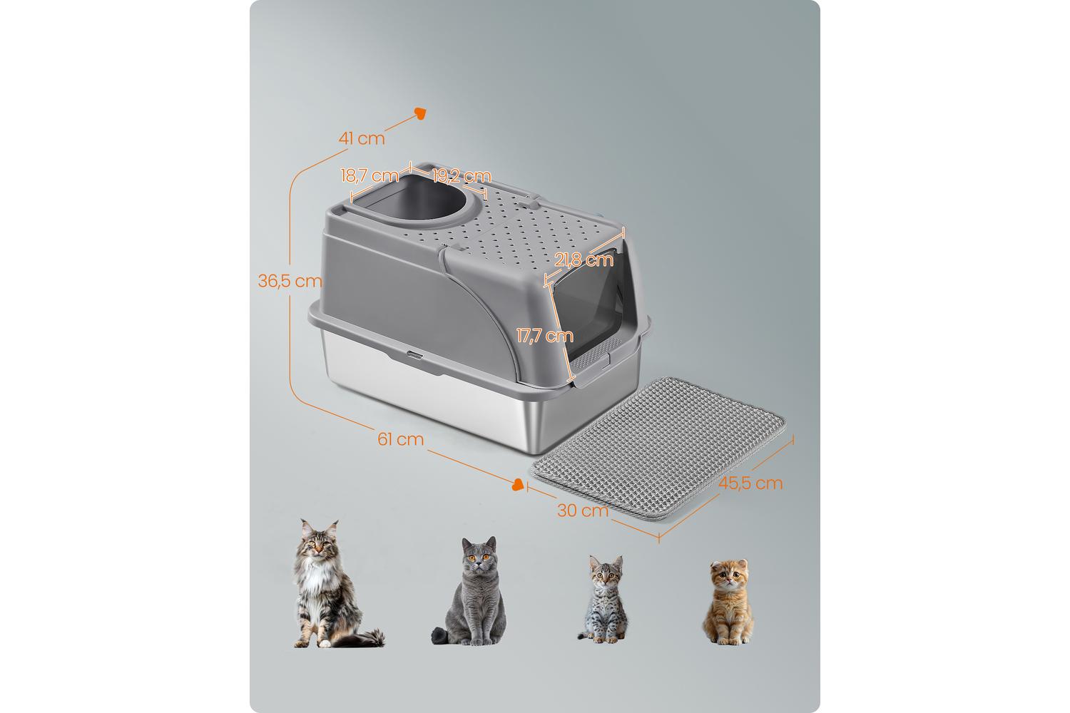 Feandrea Stainless Steel Cat Litter Box | Cat Litter Box | Stainless Steel | Extra Large-6