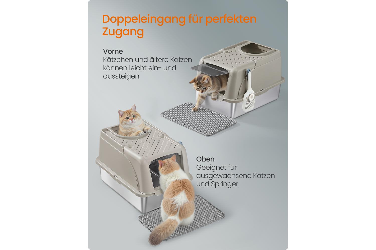 Feandrea Stainless Steel Cat Litter Box | Cat Litter Box | Stainless Steel | Extra Large-4