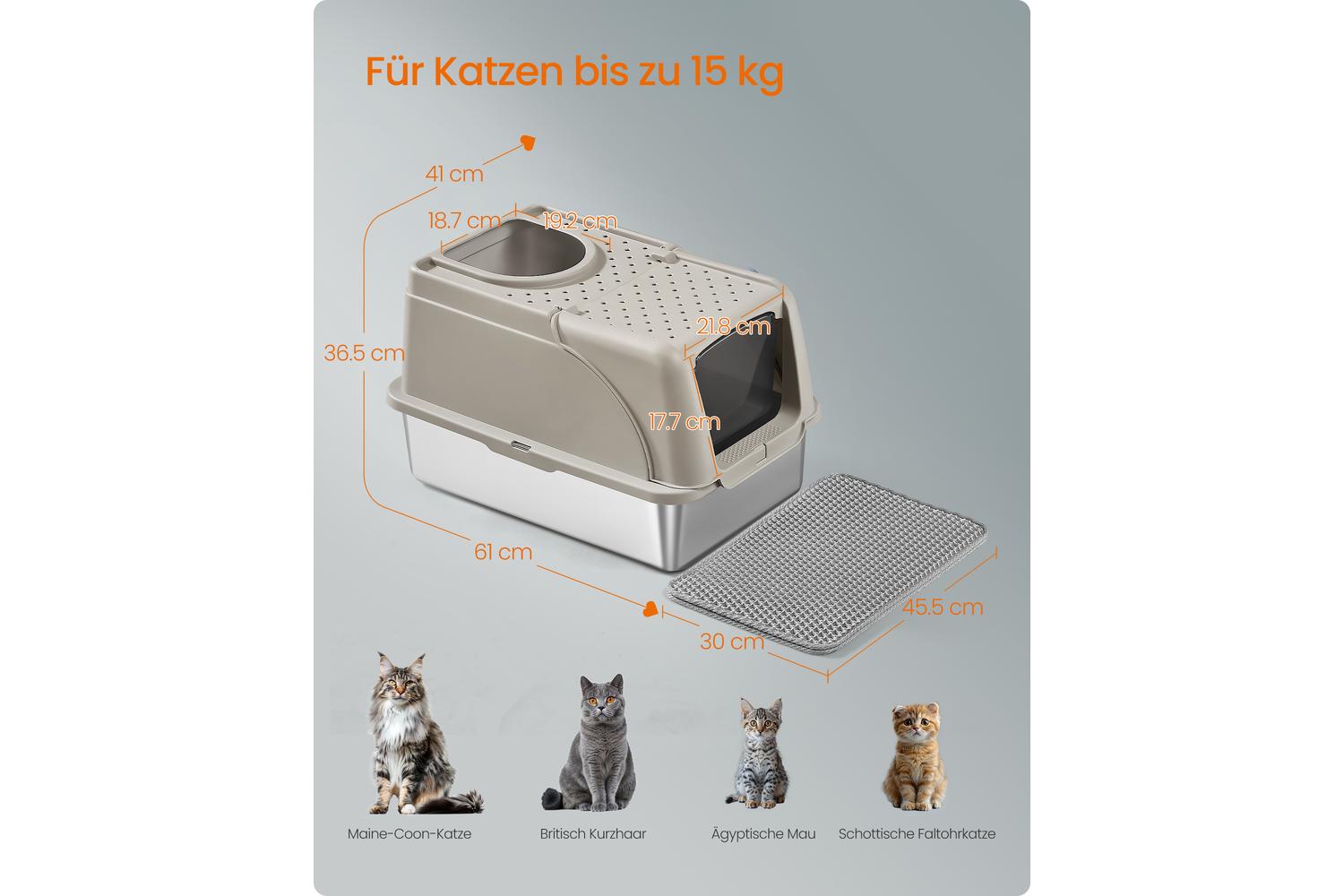 Feandrea Stainless Steel Cat Litter Box | Cat Litter Box | Stainless Steel | Extra Large-5