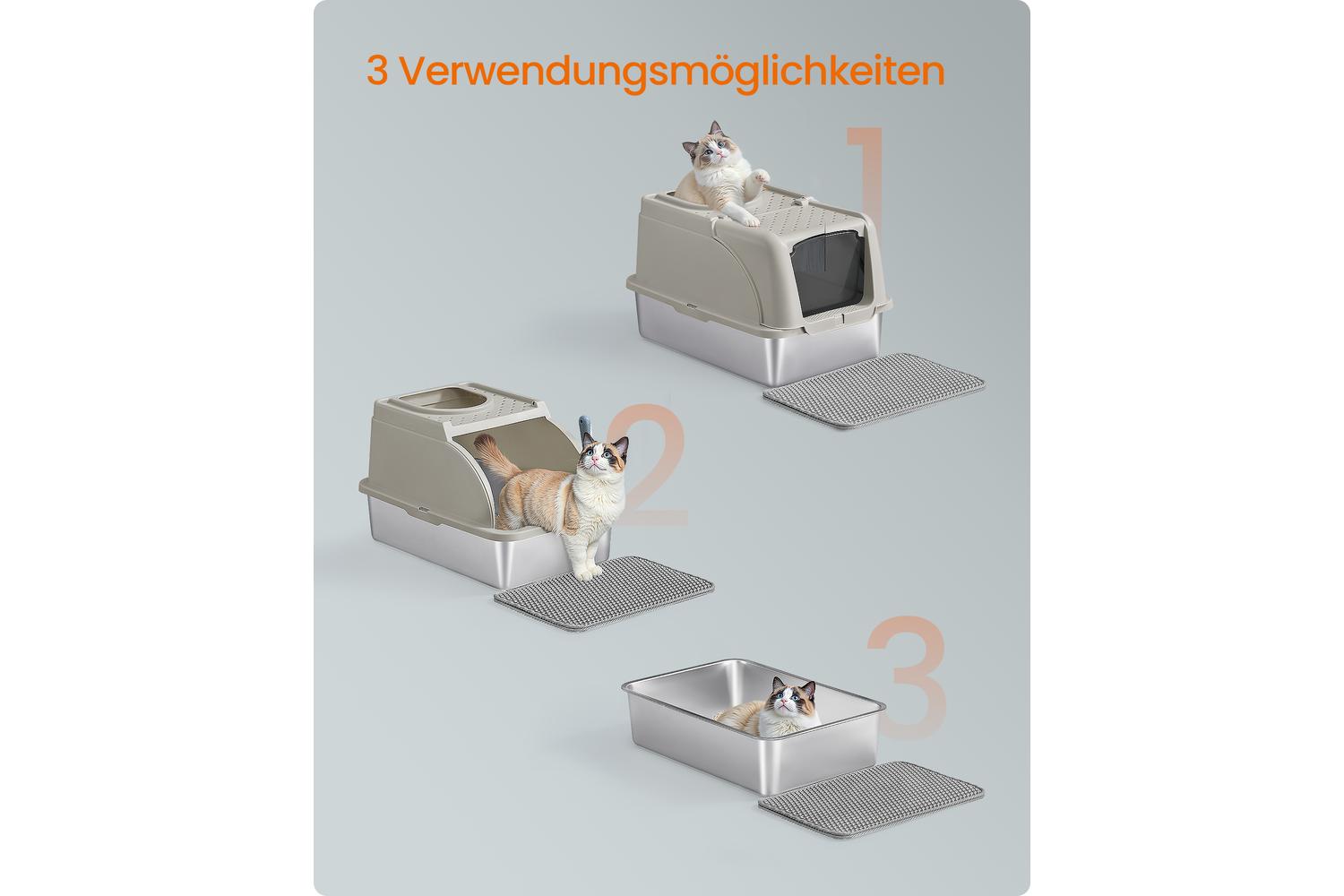 Feandrea Stainless Steel Cat Litter Box | Cat Litter Box | Stainless Steel | Extra Large-6