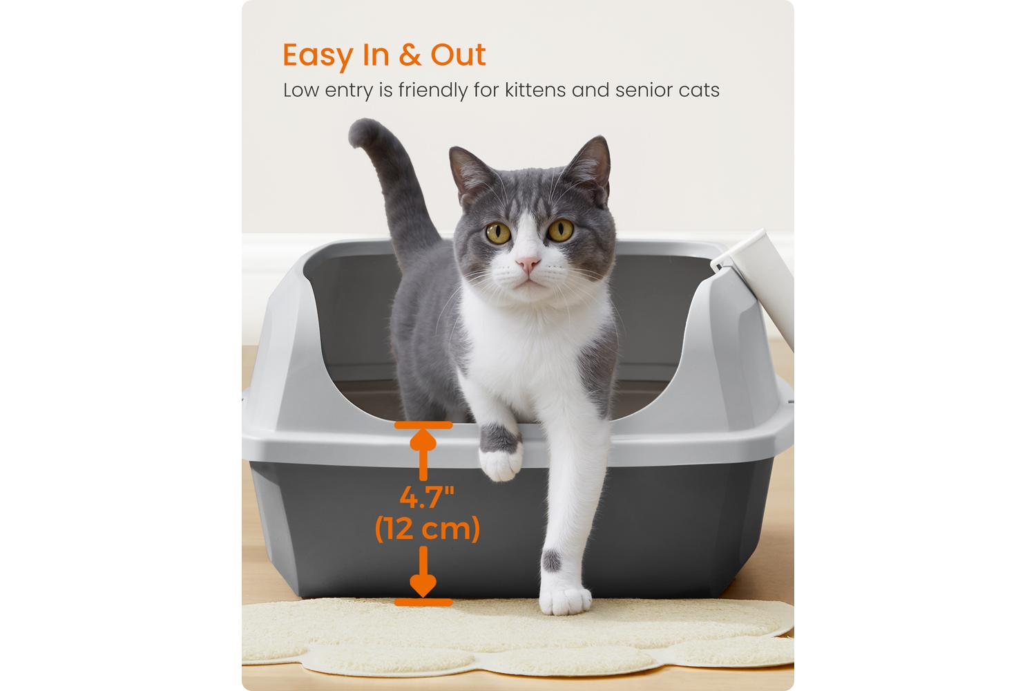 Feandrea Xl Cat Litter Box | Cat Litter Tray | Pp Plastic | Extra Large-6