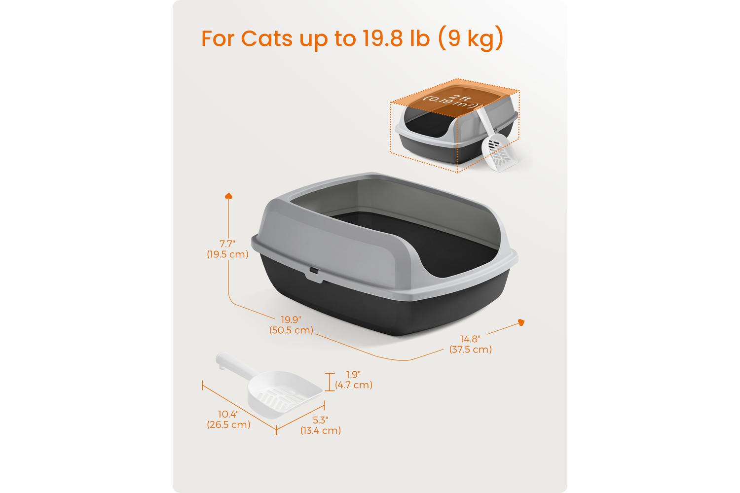 Feandrea Xl Cat Litter Box | Cat Litter Tray | Pp Plastic | Extra Large-7